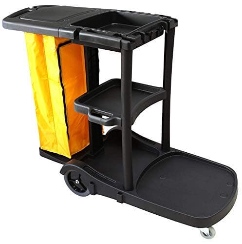 chinerProfessional Cleaning Trolley with Bag and Lid, Black
