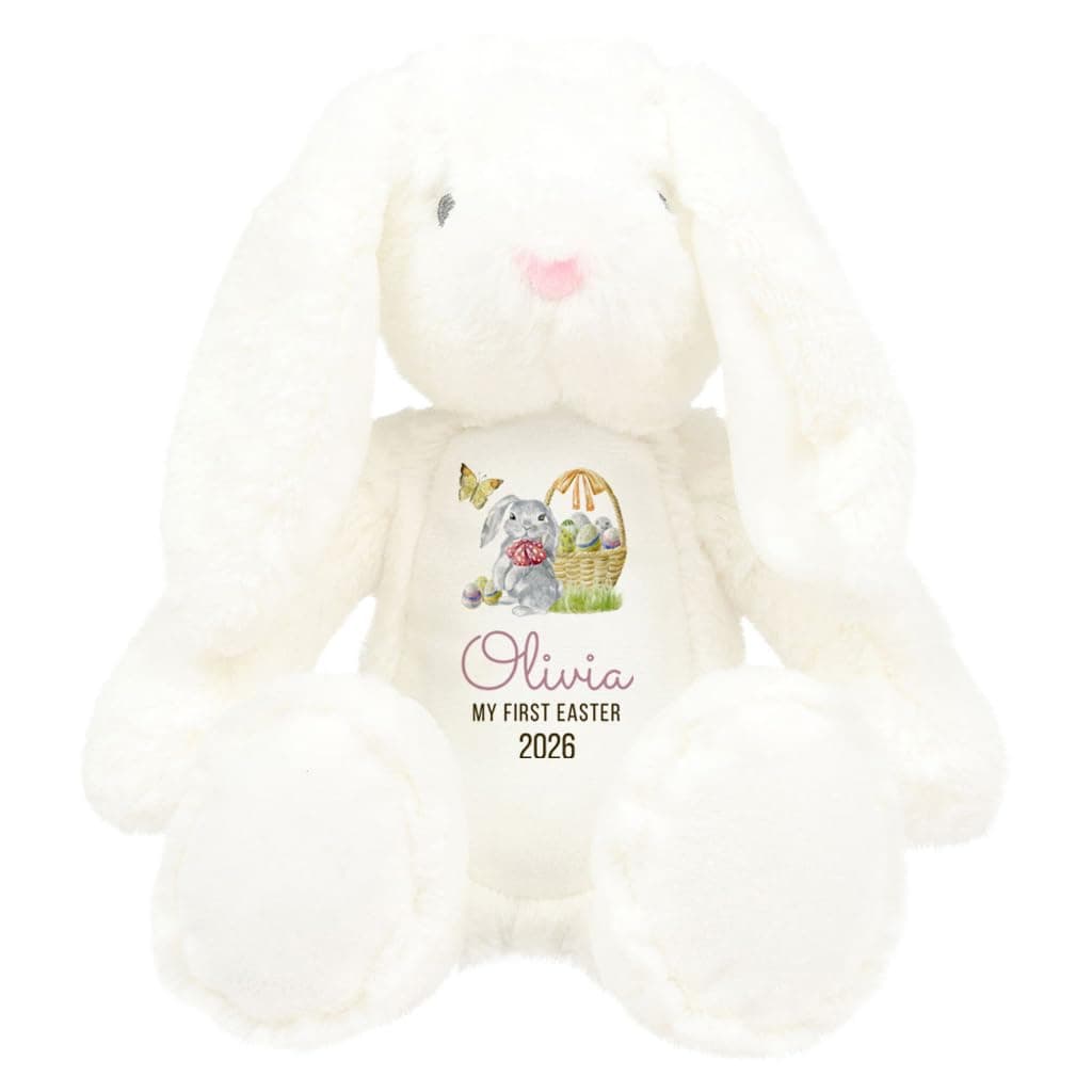 – Personalised My First Easter Toy | Bunny Plush Soft 1st Easters Toys | Custom Gifts with Name | 35 CM | Gift For Kid Child Nephew Baby Daughter Son | Bunnies Rabbit Keepsake Present