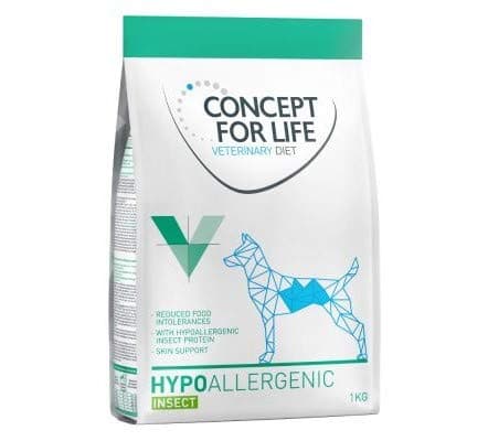 Veterinary Concept for Life Diet Hypoallergenic Insect 2 x 1kg Complete Dry Dog Food Dried Insect Sole Source of Protein with Food Sensitivity Dermatosis & Hair Loss Exclusion or Elimination Diet