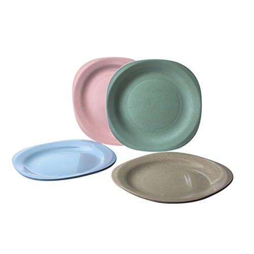 Children Plates Wheat Straw Healthy and Unbreakable Dinner Plate Tableware Dish for Kids (4-pack)