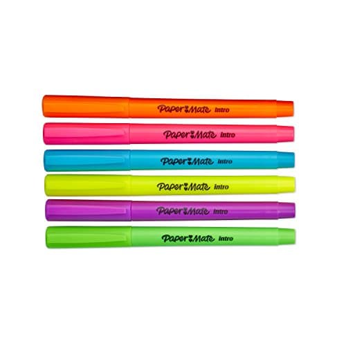 Paper Mate Intro Micro Chisel Tip Highlighters, Assorted Colors, 6-Count