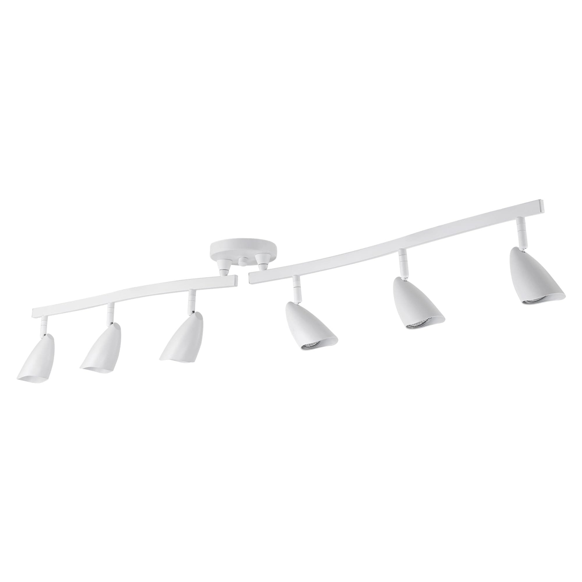 Globe Electric 59353 Grayson 6-Light Adjustable S-Shape Track Lighting, White Color, Matte Finish, Bulbs included