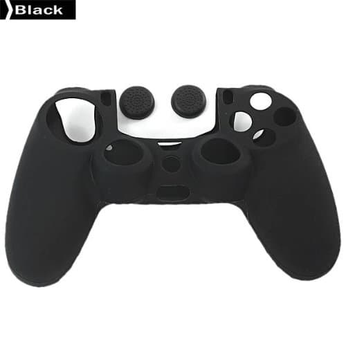 Soft Silicone Cover Case + Case Button for PS4 DualShock4 Wireless Controller (Black)