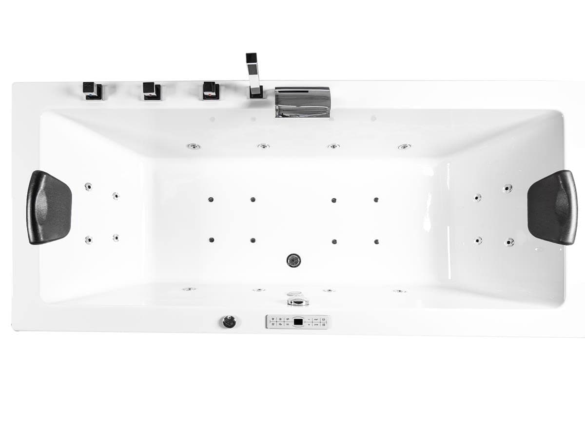 Whirlpool Bathtub Relax Professional Made in Germany 140/150/160/170 x 75 cm with 22 Massage Nozzles + Underwater Lighting Heating Ozone Disinfection + Brass Fittings Corner Bath