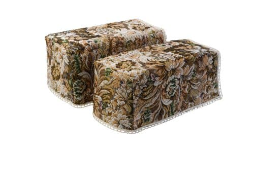 Decorative Floral Castles Tapestry Pair of Arm Caps with Cotton Trim Sofa Furniture Cover Antimacassar