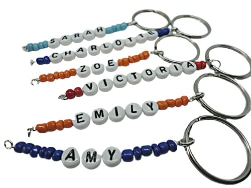 Unisex Personalised Beaded Single Strand Keyring Party Favour Bag Charm Keychain