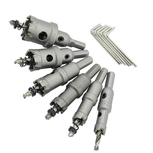 Hengzhe hz-6S Hole Saw 6PCS Hole Cutters Set Stainless High Speed Steel Metal Alloy Silver Spring Design ,Suitable for Stainless Steel Slab Wood