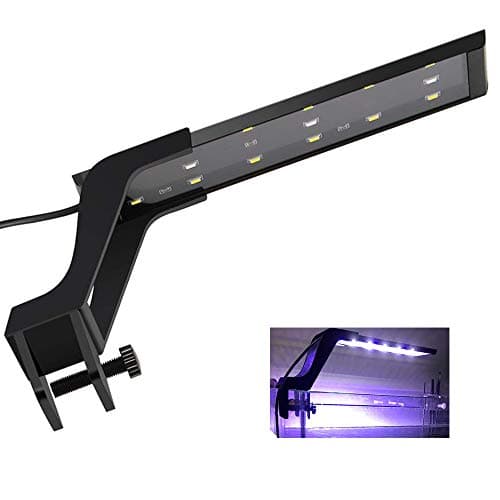MingDak LED Aquarium Light- Fish Tank Light Fixture with Clip on Brackets, Blue and White LED Hood Light,15 LEDs