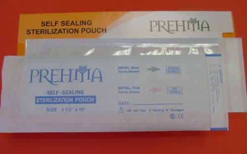Sterilization Pouches Tatoo Dental Medical Veterinary Size 3 1/2" X 10" Box /200