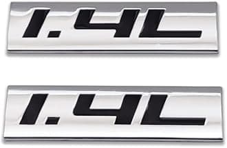 AxleZx 2X Chrome Metal 1.4L Logo Car Emblem Premium 3D 1.4 Badge Auto Door Fender Sticker Side Wing Decal (1.4L,Silver&Black)