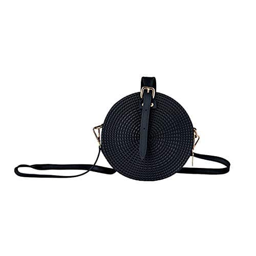 Balina Beach Woven Rattan Bag Womens Jelly Round Sling Shopping Canteen Purse Boho Circle Handbag