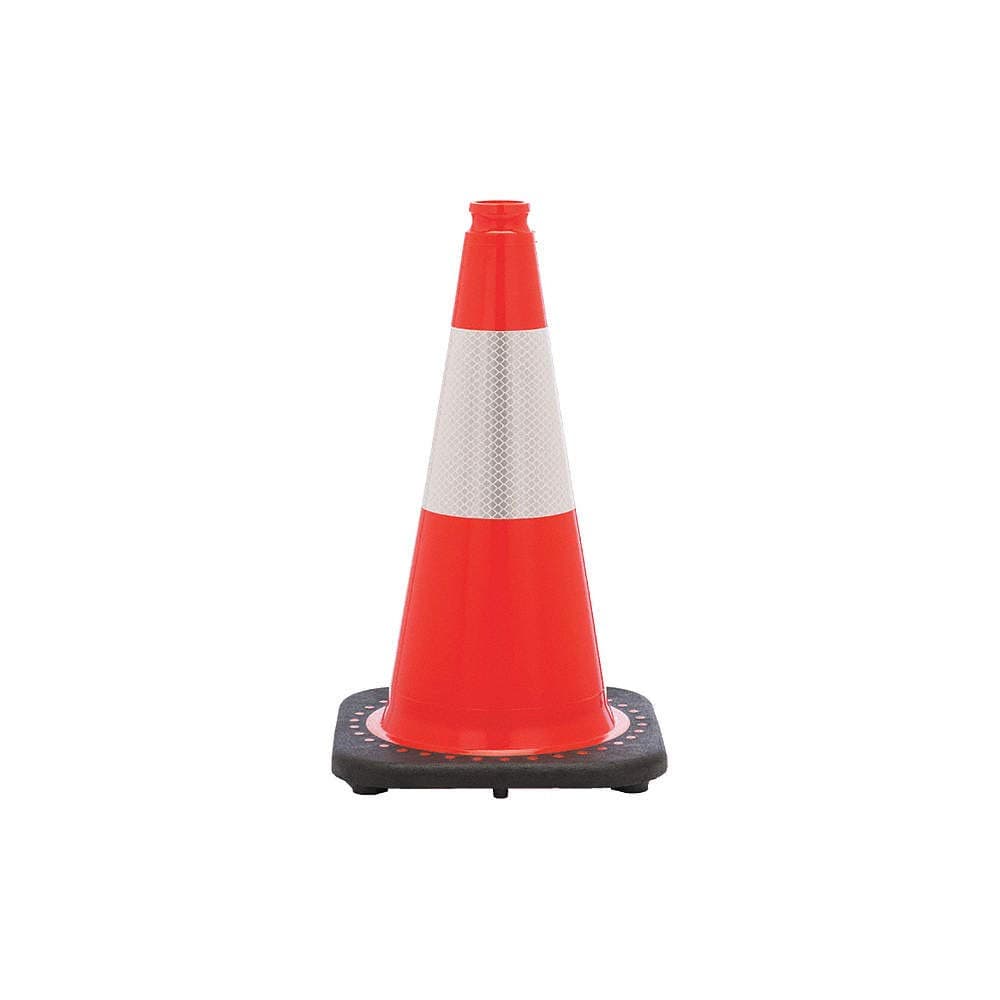 JBC 18" Orange PVC Revolution Series 1-Piece Traffic Cone With Black Base And 6" 3M Reflective Collar