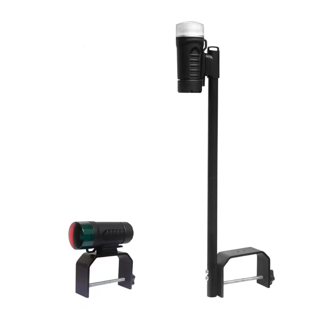 Portable Battery Power Boat Navigation Light - Bow and Stern for Pontoon and Small Boat (Black)