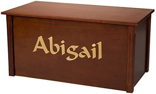 Wood Toy Box, Large Cherry Toy Chest, Personalized Calligraphy Font, Custom Options (Cedar Base - Gold Lettering)