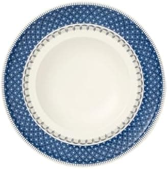 Villeroy & Boch Casale Blu Rim Soup, 9.75 in, Premium Porcelain, White/Blue