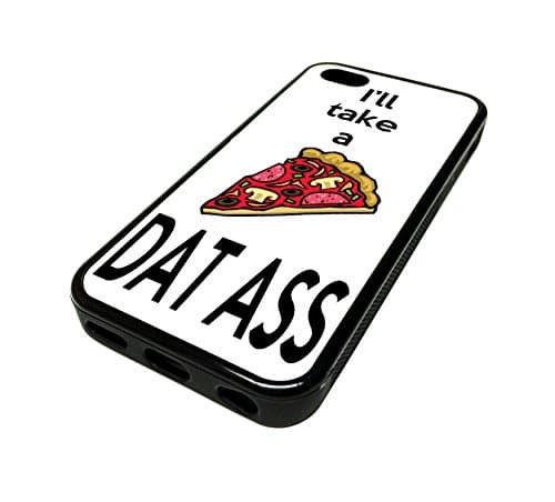 iPhone 5C Cases for Girls Pizza Pun Joke Funny Quote Cute Cover Skin BLACK RUBBER SILICONE Teen Gift Vintage Hipster Fashion Design Art Print Cell Phone Accessories