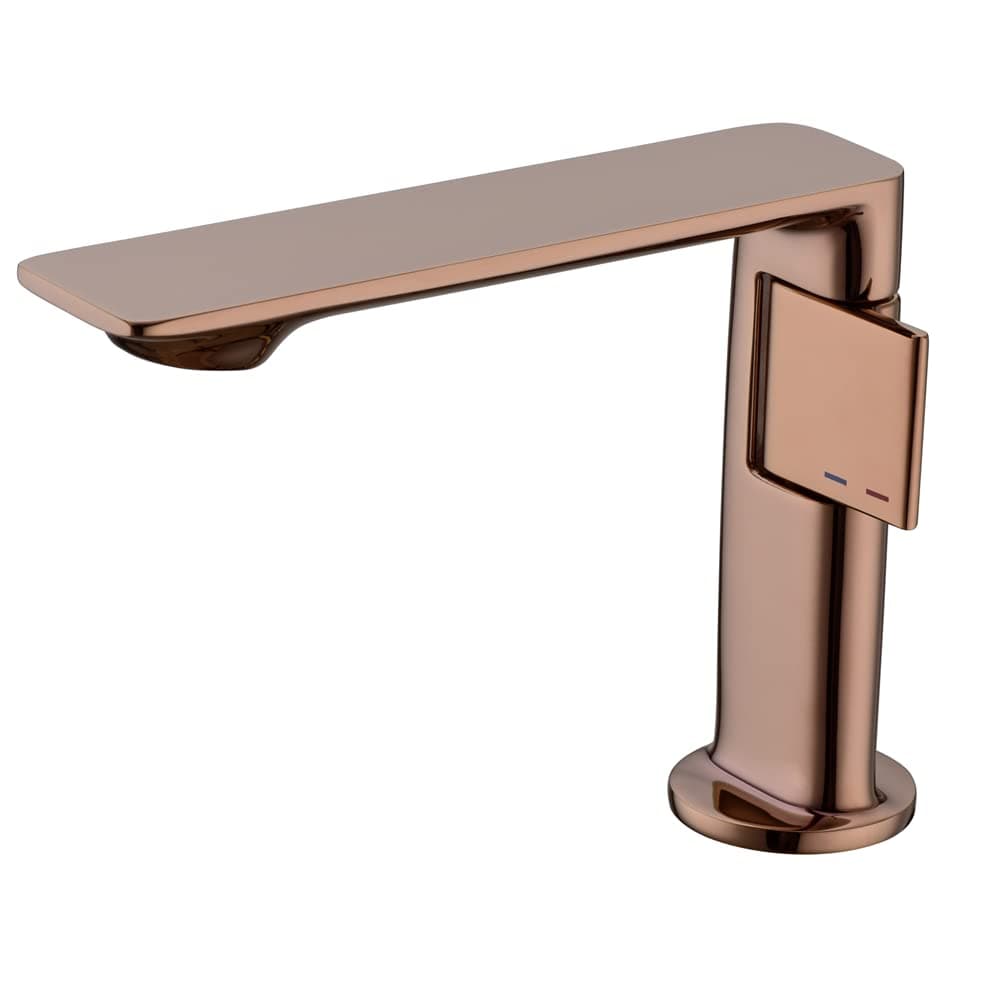 Weirun Bathroom Brass Extra Long Spout Copper Single Handle One Hole Basin Sink Mixer Faucet Lavatory Vanity Tap Rose Gold