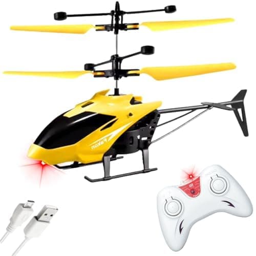 RC Helicopter with Hand Gravity Sensor, Flying Remote Control Helicopter Toy, Chargeble, 3D Light & Safety Sensor for Kids Age 4+ Years I Pack of 1 (Yellow)