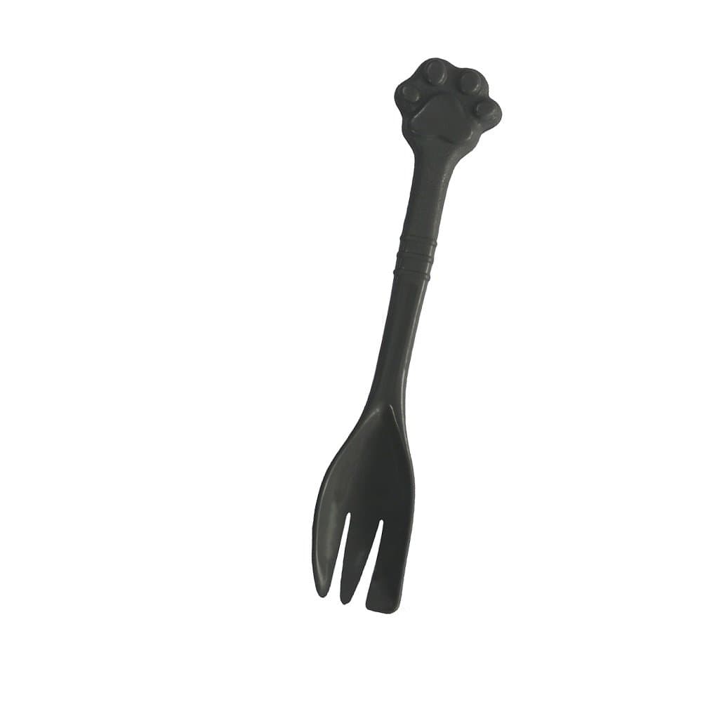 Pet Dog Cat Feeding Scooping Can Tin Food Fork Mixing Spoon Grey 7.48Inch