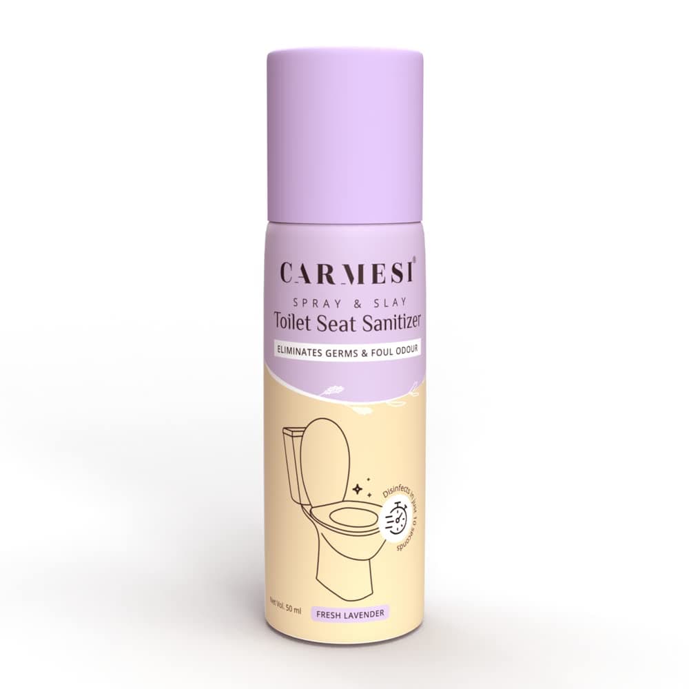 Carmesi Toilet Seat Sanitizer | Kills 99.9% Germs & Eliminates Foul Odour | Travel-Friendly | Reduces Infections | Suitable for Toilet Seats, Door Knobs, Flush | 50 ml