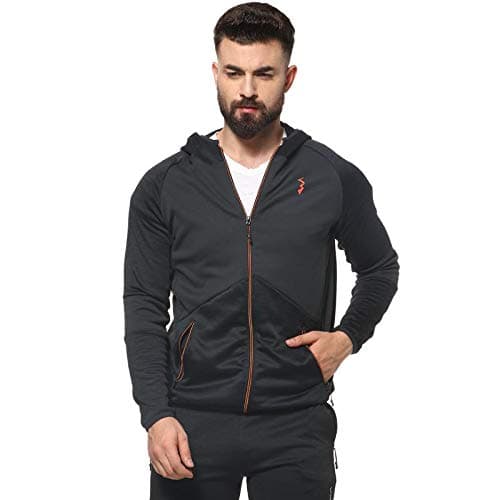 Campus SutraMen Active Sports Wear Jacket with Hooded Collar, Dri-Fit, Long Sleeves, Track Zipper Closure, Gym, Running & Travel Upper Wear Jackets Crafted with Comfort Fit & High Functionality