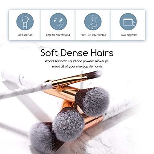 SNSLXH Marble Makeup Brushes with Makeup Bag | Premium Synthetic Foundation Powder Concealers Blending Eye Shadows Face Makeup Brush Set(17 Pcs)