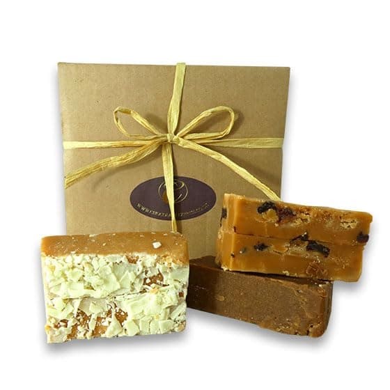 Fudge Luxury Gift Box, 10 Large Assorted Blocks: Caramel, Creamy Vanilla, Sea Salted Caramel, Rum & Raisin, Gourmet Flavours, Gluten Free