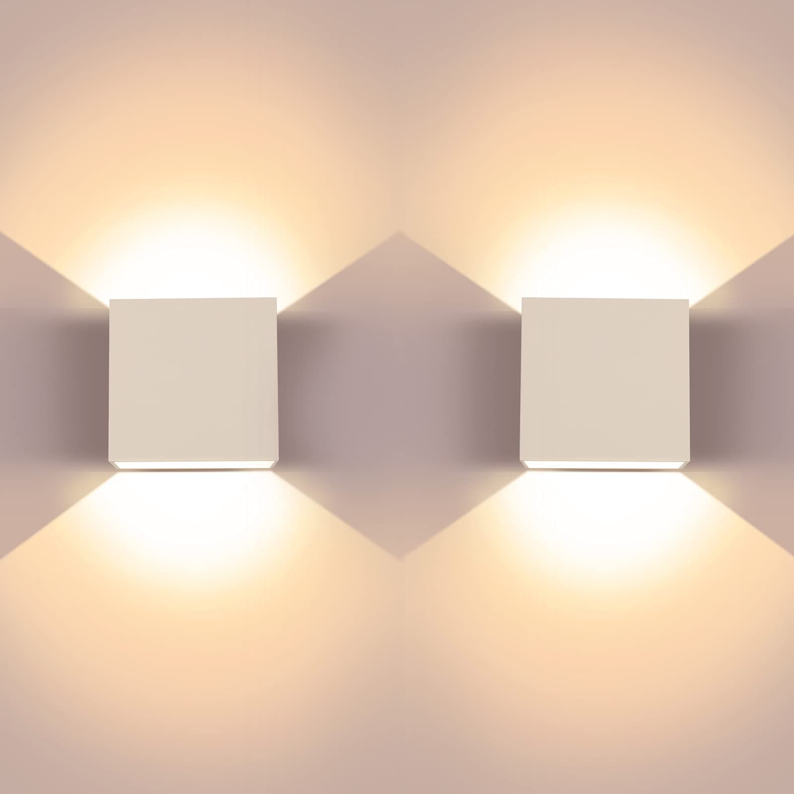 2 Pcs Modern Wash Lights, Aluminum Up and Down Indoor Lamp, 6W 3000K LED Wall Sconce, Suitable for Living Room, Bedroom and Hallway, Warm White, 3.9"×3.8"×2"