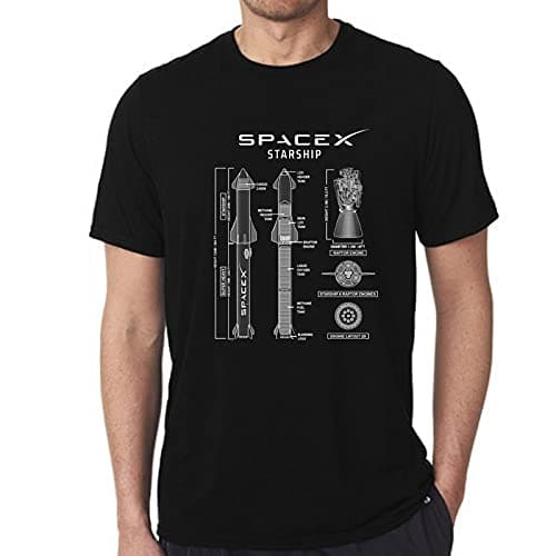 Unisex Regular Fit Space x Starship Elon Musk Graphic Printed T-Shirt/NASA Mars Moon Spacecraft Universe/Space Traveler T-Shirt