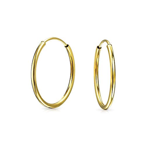 Thin Simple Endless Real 14K Gold Hoop Earrings For Women For Teen