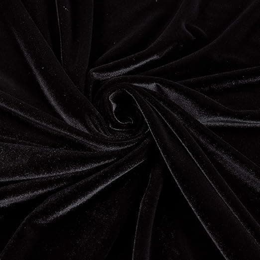 Cambik Unstitched Premium 2 Meter, Black Velvet Fabric Soft Velvet Fabric Piece Decorative Cloth Material for Home Decor, Furnishing, Upholstery, Curtains, Cushions, Pillow., Halloween;Solid