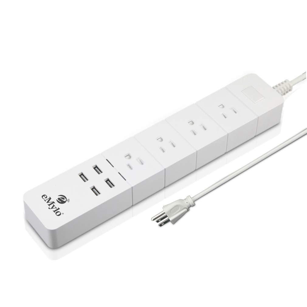 Smart WiFi Power Strip, eMylo Surge Protector with 4 Smart AC Outlets and 4 USB Charging Port, Voice Controlled by Amazon Alexa & Google Home