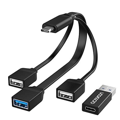 aceyoon USB C OTG Adapter 3 in 1 Type C to USB 3.0 Splitter USBC Male to 3 Port USBA Female Host HUB Compatible for Mac-Book Pro, Galaxy S8, S9, Note8, Pixel 2 XL, 6P, 5X