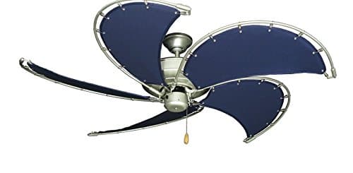 Raindance Nautical Ceiling Fan in Brushed Nickel with 52" Spring Frame Blades w/Blue Canvas