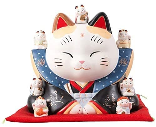 GeRRiT Japanese Yakushi Kiln Seven Lucky Gods Lucky Cat Piggy Bank Shop Large Decoration Home Office Gift