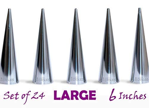 Extra Large Cone Molds - Lady Lock Form Set of 24 Pastry Forms, Cream Horn Mold. Stainless Steel
