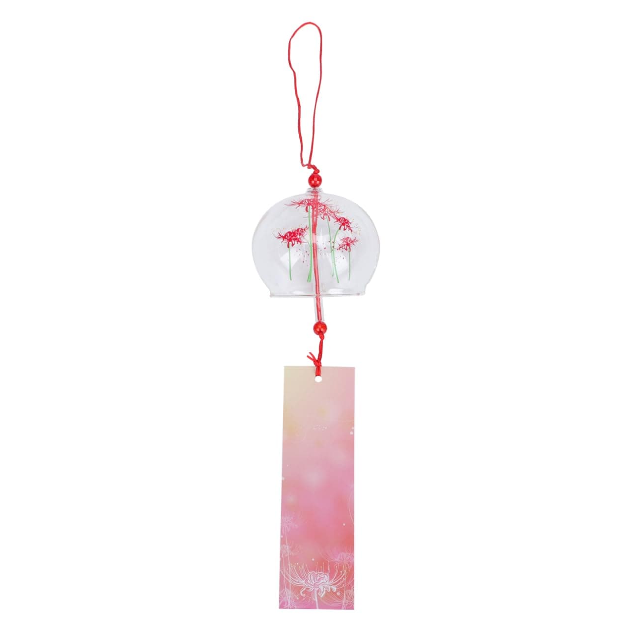 PartyKindom Japanese Glass Wind Chime - Hand-Painted Furin Bell for Outdoor Garden, Patio and Home Decor - Aesthetic Zen Hanging Ornament for Summer Festival, Cherry Blossom Pattern