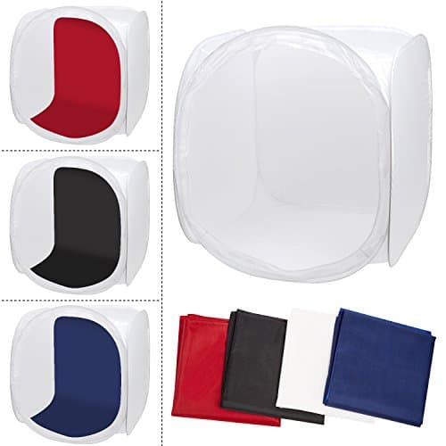 Esddi 32x32 inch/80x80cm Photography Photo Studio Shooting Tent Diffusion Softbox Cube Light Tent with 4 Backdrops (Red Blue Black White)