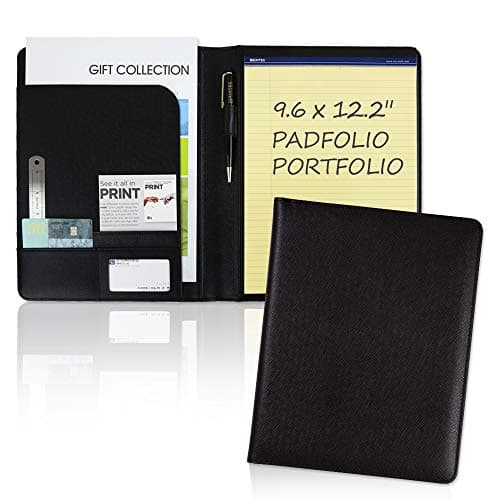 Report Pad Advanced Synthetic Leather Folder Handmade Pad Business Padfolio Notepad Portfolio 9.6 x 12.2 Size Memo Organizer Holder Simple Design Leather Binder Made in Korea(Black)