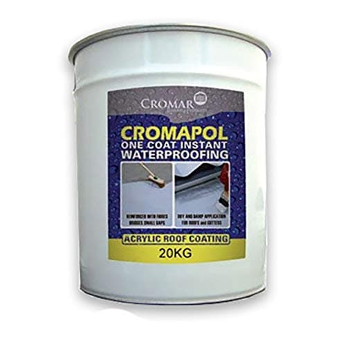 Cromar White Cromapol Acrylic Waterproofing Roof Sealant Fibre Reinforced Roof Coat 20Kg