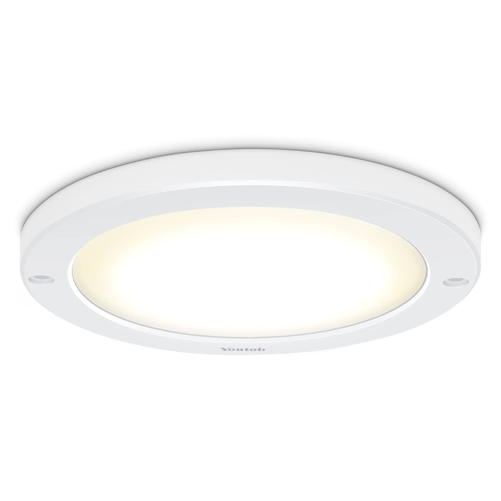 Youtob LED Flush Mount Ceiling Light, 15W 100 Watt Equivalent, 1200lm White Round Lighting Fixture for Kitchens, Closets, Stairwells, Basements, Hallways, Laundrys(Cool White 4000K-White)