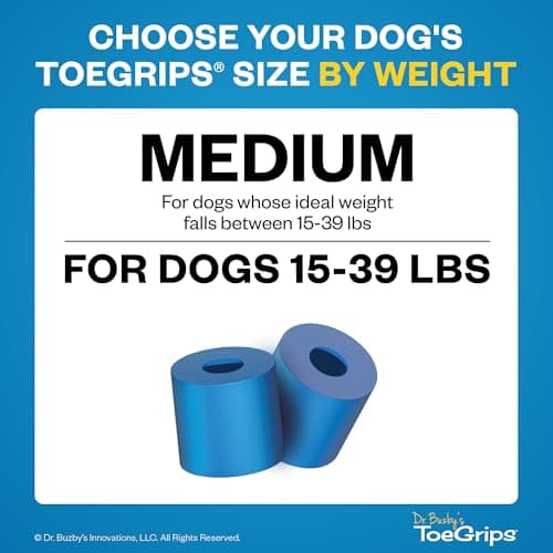 Dr Buzby's Medium ToeGrips for Dogs - Instant Traction on Wood/Hardwood Floors - Anti Slip Relief - Grippers for Senior Dogs - Stop Sliding Instantly - Rubber Nails for Paws - 1 Pack (20 Grips)