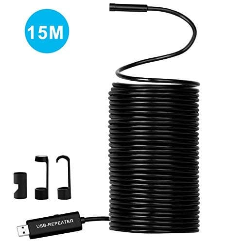 50FT Cable HD USB Endoscope Upgraded Semi-Rigid Borescope Snake Camera 2.0 Megapixels CMOS HD Waterproof Snake Camera