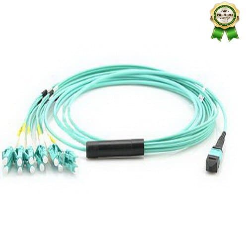Asterwall - 1 Pack X 10GB 50/125 OM3 Multimode Plenum MTP/MPO to LC Breakout Fiber Patch Cable - 12 Fiber - 50 Meter - Premium Quality