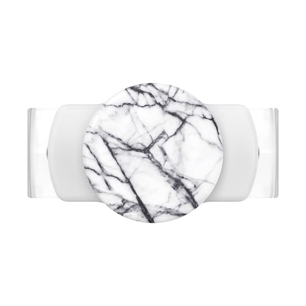 PopSockets: PopGrip Slide Stretch Non-Adhesive Phone Stand & Grip with Square Edges and a Swappable Top - Compatible with Most Phones - White Dove Marble