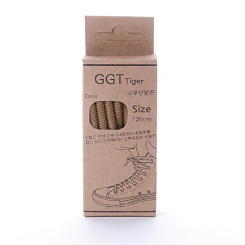 [GGT Tiger] Unisex High Top Sneakers Elastic ROUND Rubber Shoelaces_Light Brown