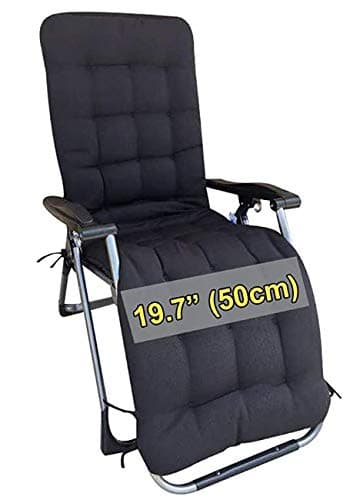 Four Seasons BeiJiaEr {Cushion ONLY} for Regular (Seat Width: 19.7") Zero Gravity Chair Lounge Recliner Rocking Garden Patio Seat Pad Mat Cushion (Hood and tie Down) (Black)