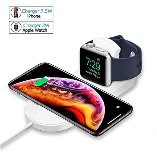 Wireless Charger Compatible for Watch/Phone, KSWNG 2 in 1 Qi Ultra-Thin Wireless Charger Compatible for Phone X/XS/XR/XS MAX / 8/8 Plus, Watch Series 1/2/3/4