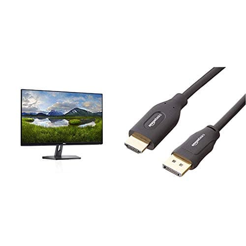 Dell 27 LED Backlit LCD Monitor SE2719H IPS Full HD 1080p 1920 x 1080 at 60 Hz HDMI VGA & AmazonBasics DisplayPort to HDMI Display Cable - 6 Feet