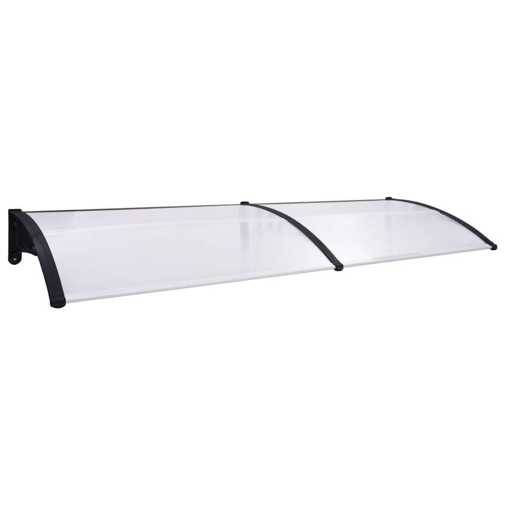WWZH 94.5"x31.5" Outdoor Window Door Awning Canopy Transparent Polycarbonate Patio Cover Sun Shetter with Black Bracket